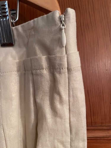 NWT Talbots SZ 16 Ivory Cream Shimmer Pleated Knee Length Full Lined Skirt $139 - Picture 4 of 7