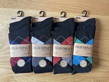 6 Pairs Of Mens Argyle Socks, Cotton Rich Ideal For Christmas Gift Uk Size 6-11