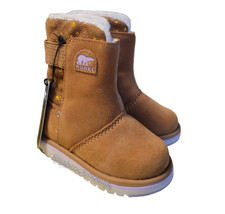 NEW SOREL TODDLER RYLEE ELK BROWN SUEDE STARS WATERPROOF BOOTS SIZE US 9T