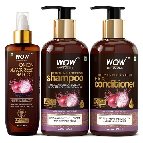 WOW Skin Science Onion Oil Hair Care Kit (Shampoo+ Conditioner+Hair Oil) 800ml - Picture 2 of 2