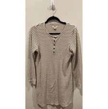 MADEWELL Thermal Beige Black Striped Long Sleeve Sweater Dress Size M