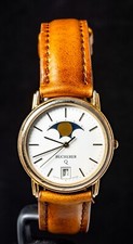 Bucherer Moon-Phase Men Quartz ETA 555.419 Watch--Partially Working, Ø31mm Case