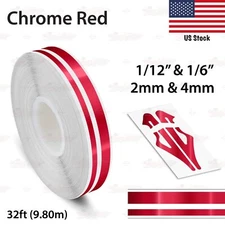 1/12" & 1/6" STRIPE Car Motorcycle Truck Twin Line TAPE Vinyl Sticker CHROME RED