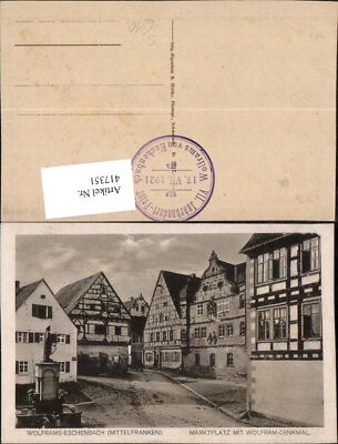 417351,Wolframs-Eschenbach Marktplatz m. Wolfram-Denkmal 7. Jahrhundert-Feier 19