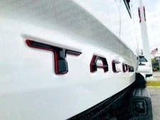 Raised Double Layer Tailgate Insert Letters fits 2016-23 Toyota Tacoma Black Red