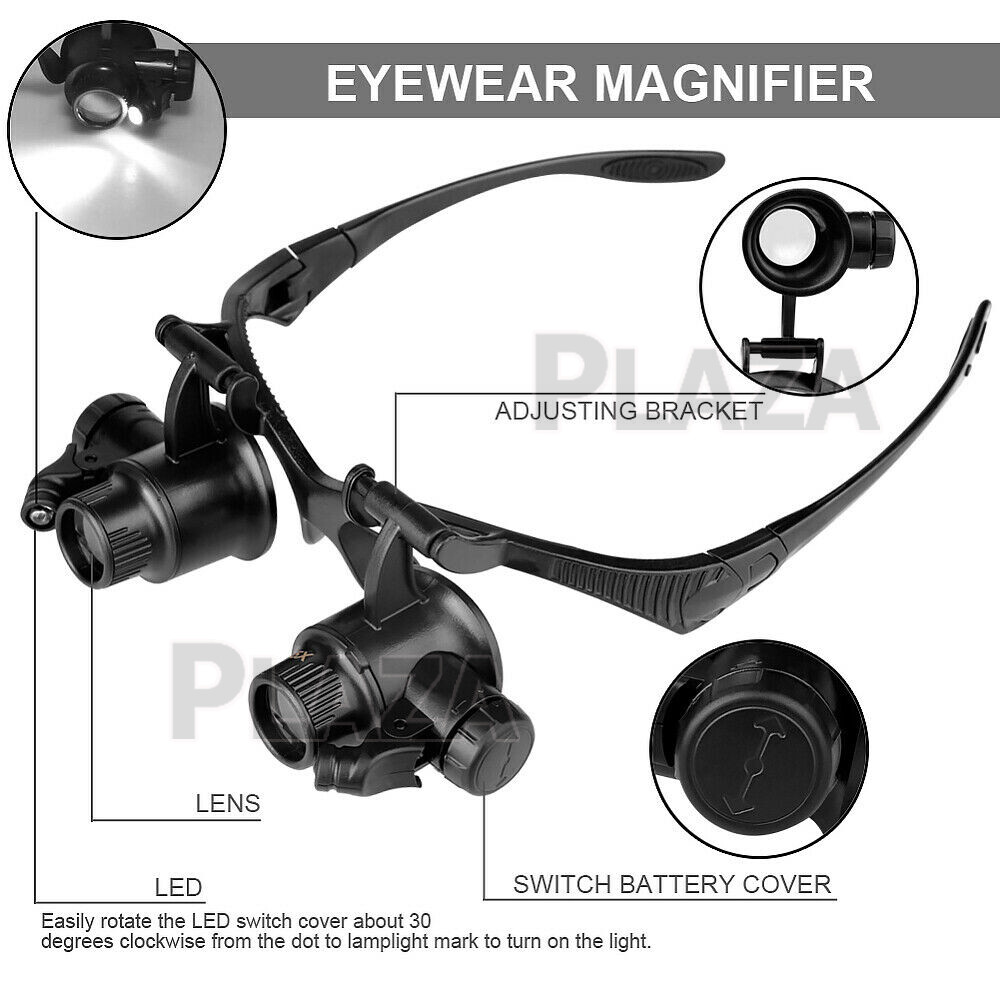 Magnifying Glass Loupe Headband Headset Head Light Jeweler Magnifier 2