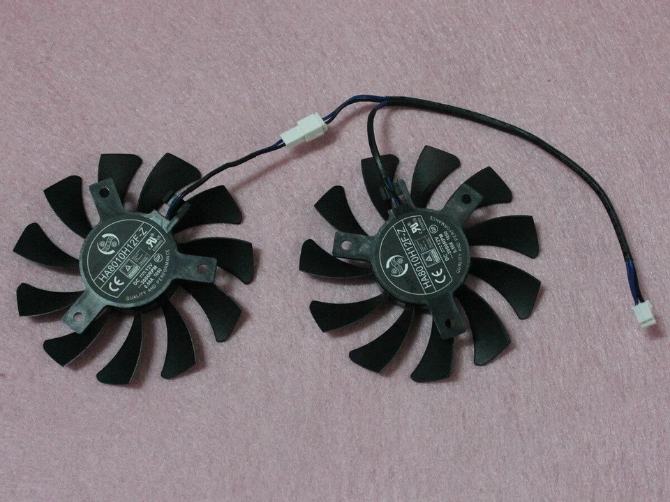 Pair Fans Cooler Fan For MSI GTX 1050 GTX 1050Ti HA8010H12F-Z 75mm Graphics Card - Image 2 of 4