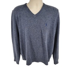Polo Ralph Lauren 100 Lambs Wool Men's Blue V-neck Sweater Size L