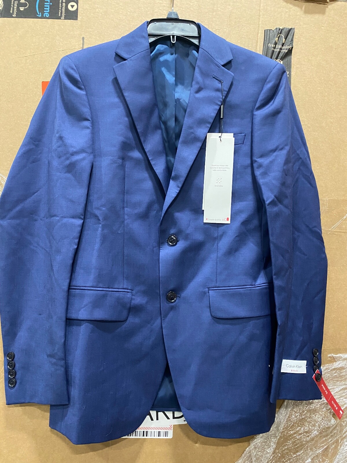 Calvin Klein Men's Blue X Slim Fit Wool Jacket Suit