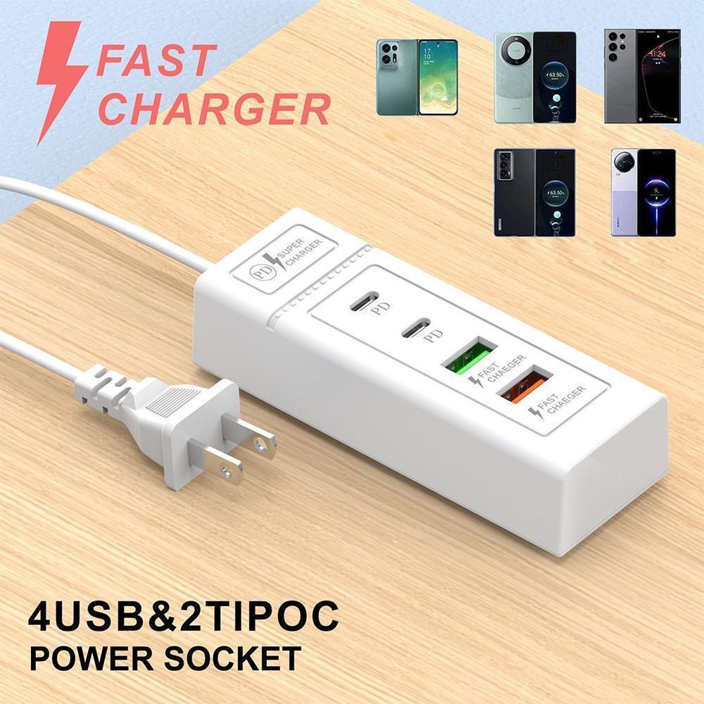 4-Port USB Hub with PD Type-C Fast Charging for Travel