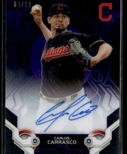 2019 Topps High Tek Autographs Purple Carlos Carrasco Auto 64/99 #HTA-CC