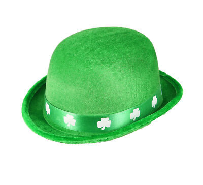 4 x Bowler Filz irische Hüte mit Kleeblatt Band (Erwachsene) - St Patrick's Day Fancy Dr