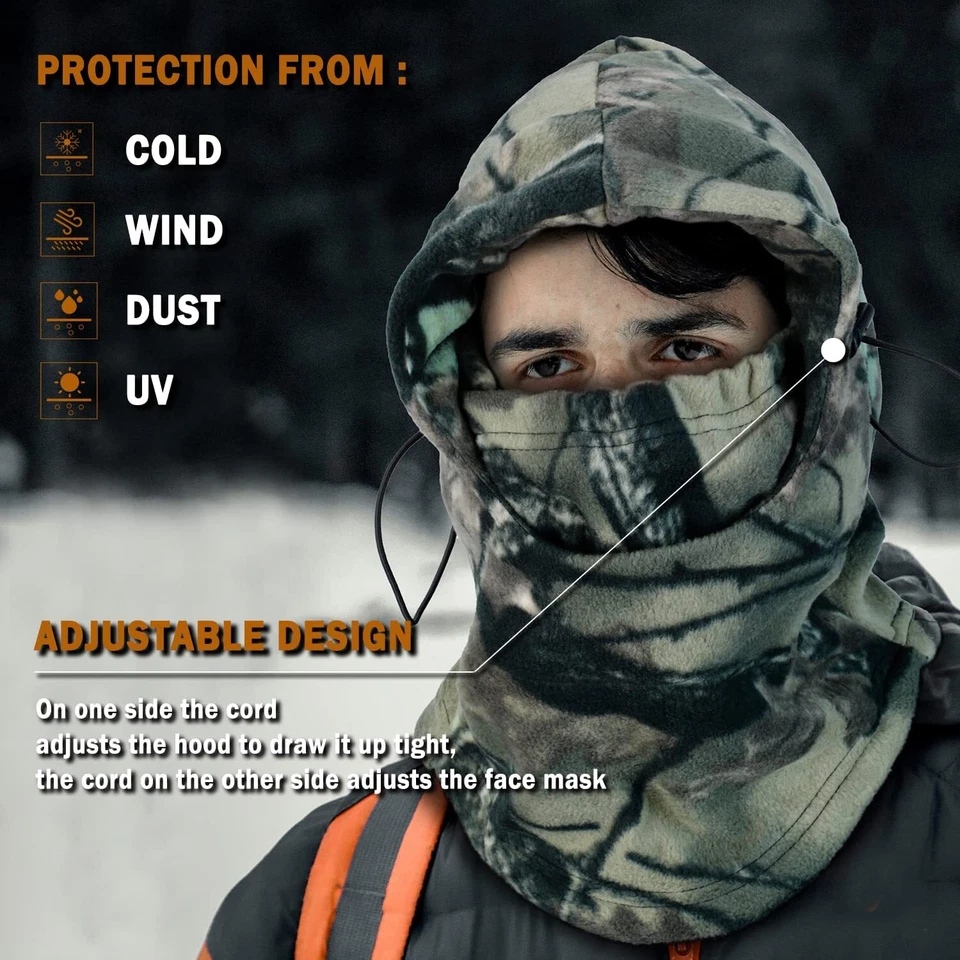 Thermal Winter Balaclava Hood Face Mask Fleece Lightweight Windproof Neck Gaiter - Image 4 of 4