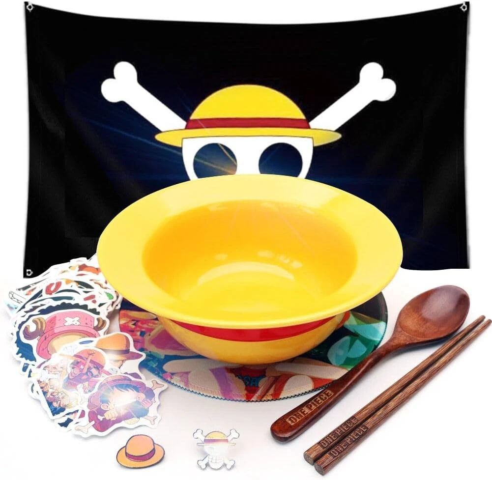 8 PCS ONEPIECE Straw Hat Ramen Bowl Set, (Bowl + Flag + Wooden Spoon &  Chopstick | eBay