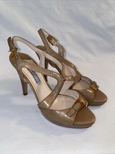 Prada WOMEN’S TAN STRAPPY HEELED SHOES Size 5.5 US EU 36 UK 3.5 GC