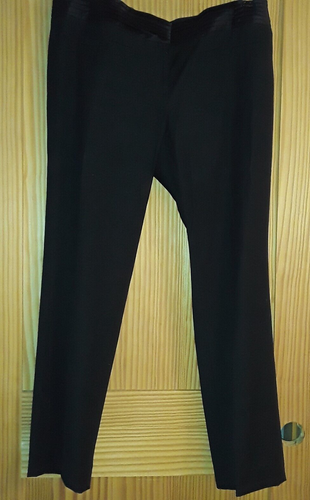 Loft Size 12 Marisa Black Dress Slacks Trouser Satin Pleated Waistband AnnTaylor - Picture 2 of 21