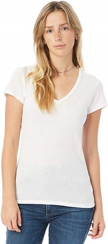 Alternative 171434 Womens The Keepsake V-Neck T-Shirt Solid White Size Large