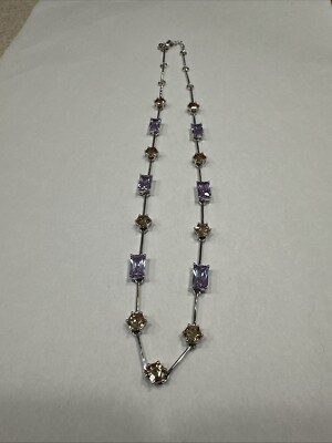 Nolan Miller CZ Lavander And Champagne Crystals Necklace