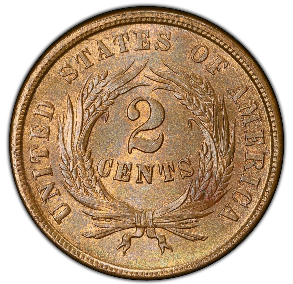 1864 Two Cent Piece Large Motto - PCGS MS64RB - LOOKS STONE COLD MS66 - STUNNING - Image 2 of 4