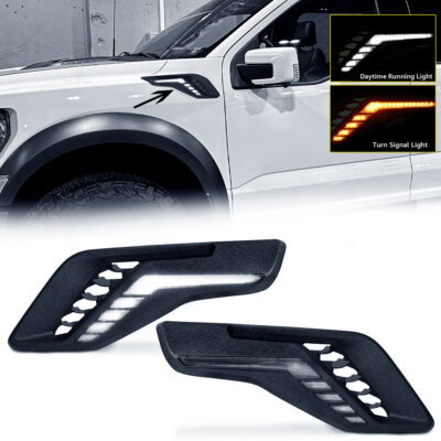 For F-150 Raptor 2022 2023 LED Switchback Side Marker Lights W/ Adapters Pair