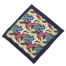 Battisti Napoli Abstract Multicolor Camouflage Print Wool Pocket Square New