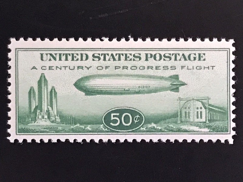 US AIRMAIL STAMP #C18 MNH OG 50c ZEPPELIN SEE PHOTOS! 1933 CENTERED 