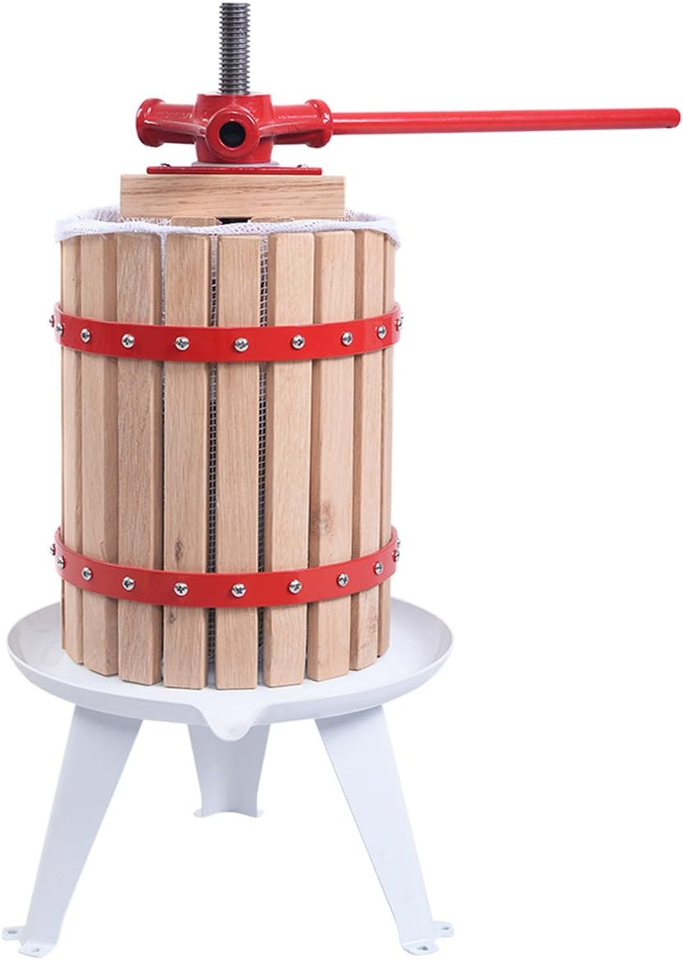 6 Liter Fruit Wine Press Natural Wood Basket Apple Crusher Manual Juice