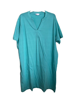 CW CLASSICS WOMEN S ESSENTIAL SHIRT DRESS TURQUOISE SIZE 2X NEW