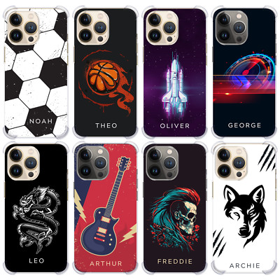 Personalisierte Handyhülle Jungen Name Stoßfest Cover für iPhone 11 12 13 14 15 16