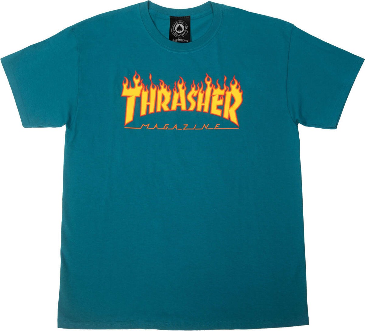 Shirt Navy Thrasher T Shirt Blue Flame Thrasher T-Shirt Men Small