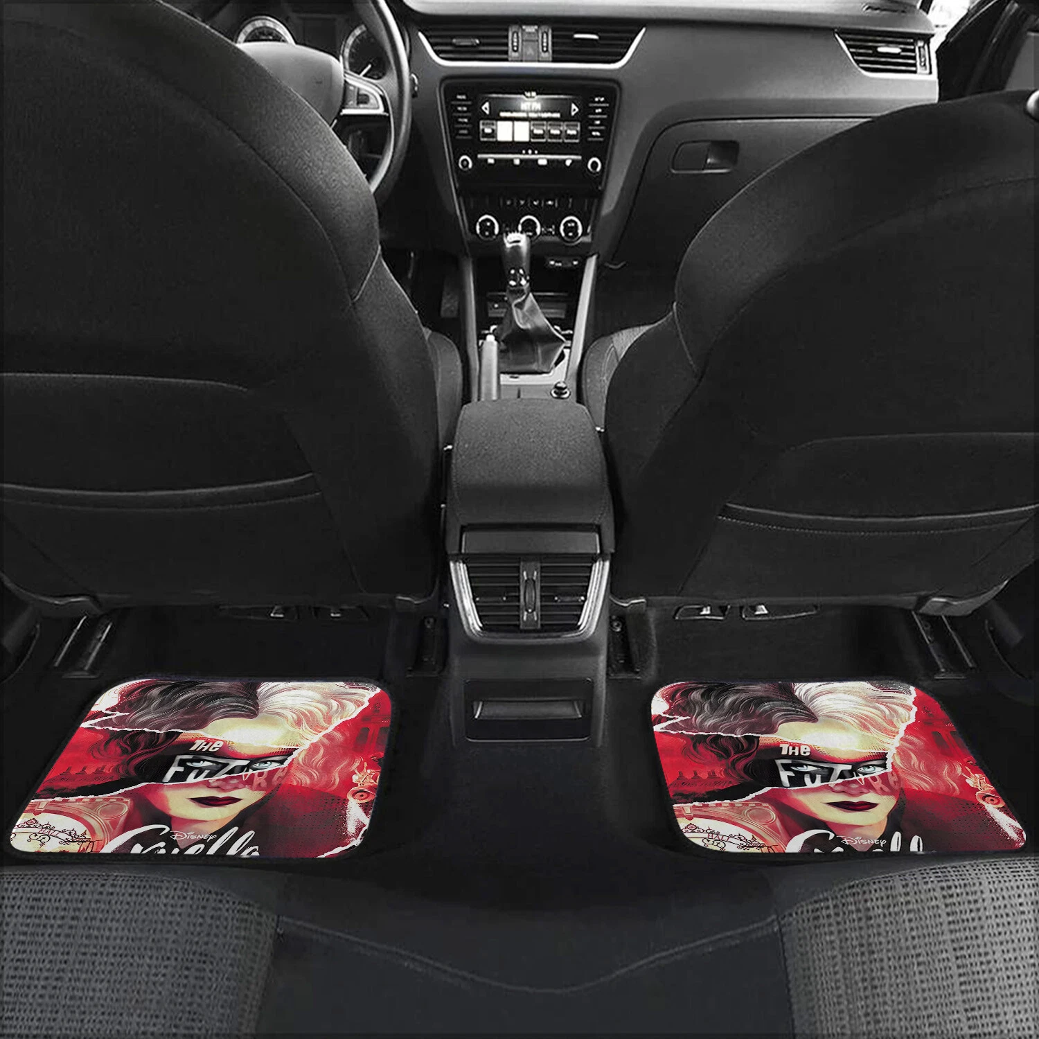 Disney Cruella Car Floor Mats - 4-Piece Stylish Red Auto Interior Set