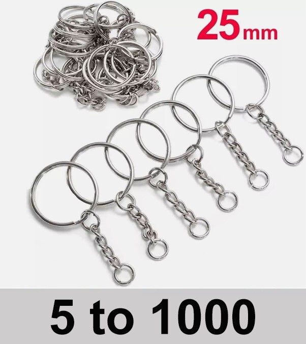 25MM SPLIT RING WITH CHAIN AND SCREW KEY KEYRINGS KEYRING KEYS FINDINGS CLASP