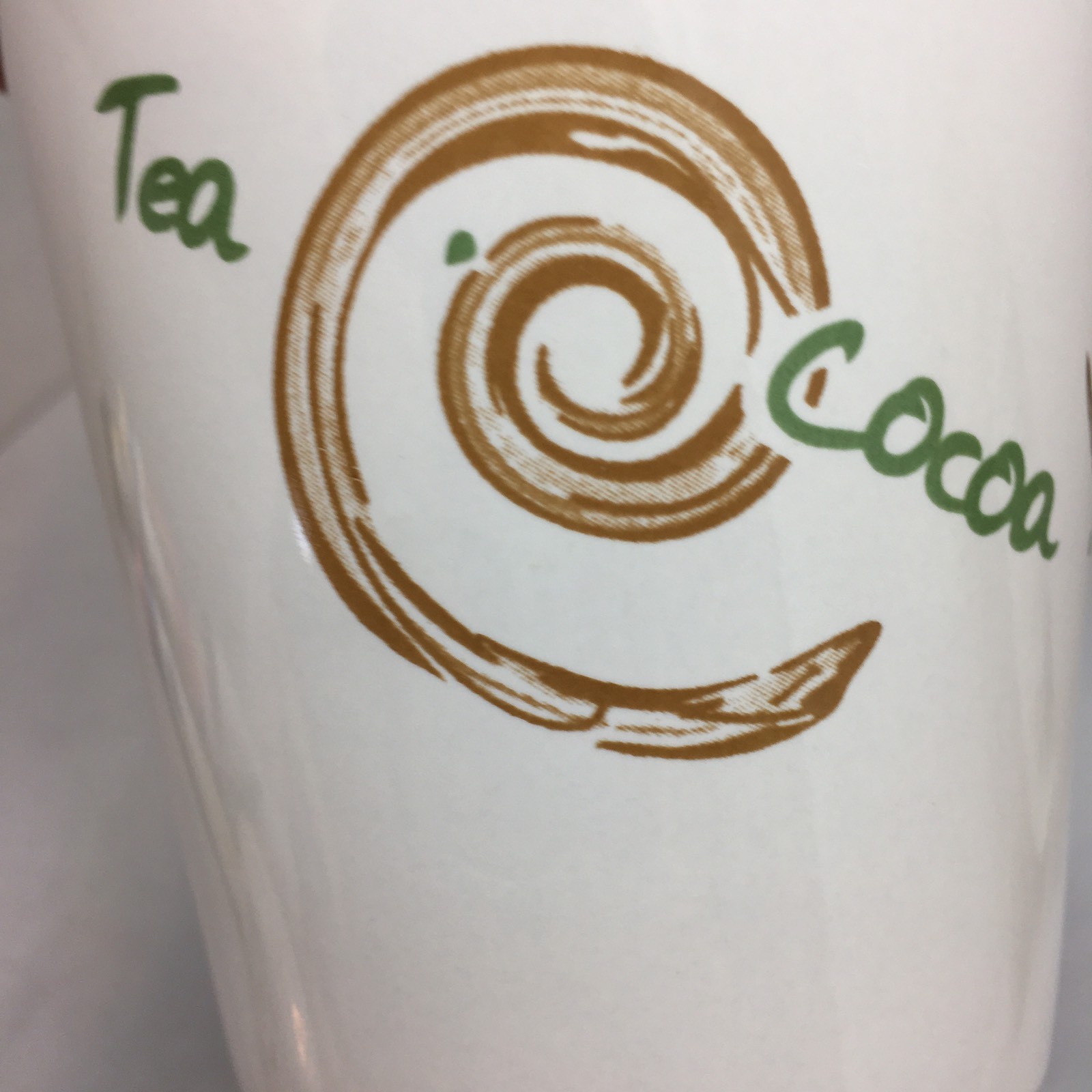 Tea Cocoa Coffee Mug White Ceramic Cup Green Brown Shonfeld's USA