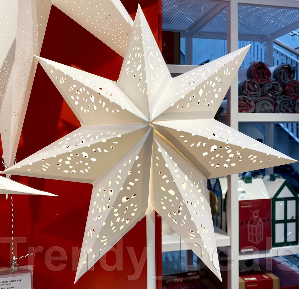 Ikea STRALA Star Light Pendant Table Lamp Shade Lace White Snowflake 19