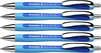 Schneider Slider Rave XB (Extra Broad) Ballpoint 5 Count (Pack of 1), Blue 