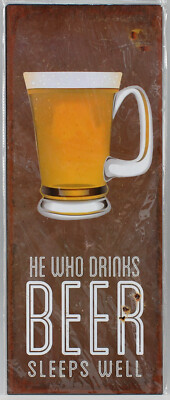 9977582-d Wandbild Blechschild Vintage Bier Beer sleeps well 50x20cm