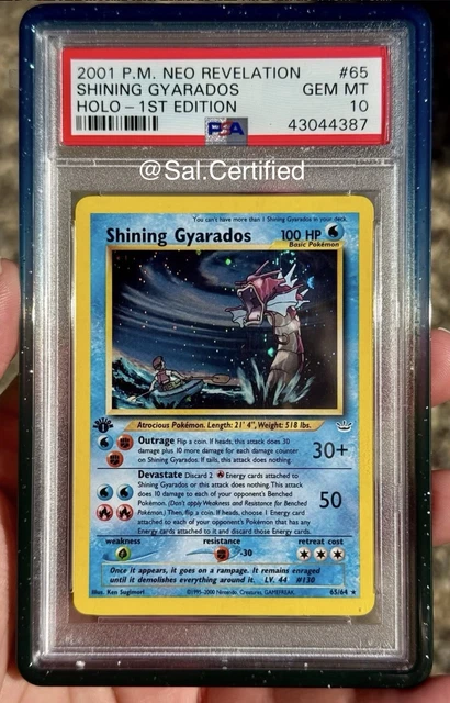 2001 POKEMON NEO REVELATION 1ST EDITION #65 SHINING GYARADOS-HOLO PSA 10 SWIRL
