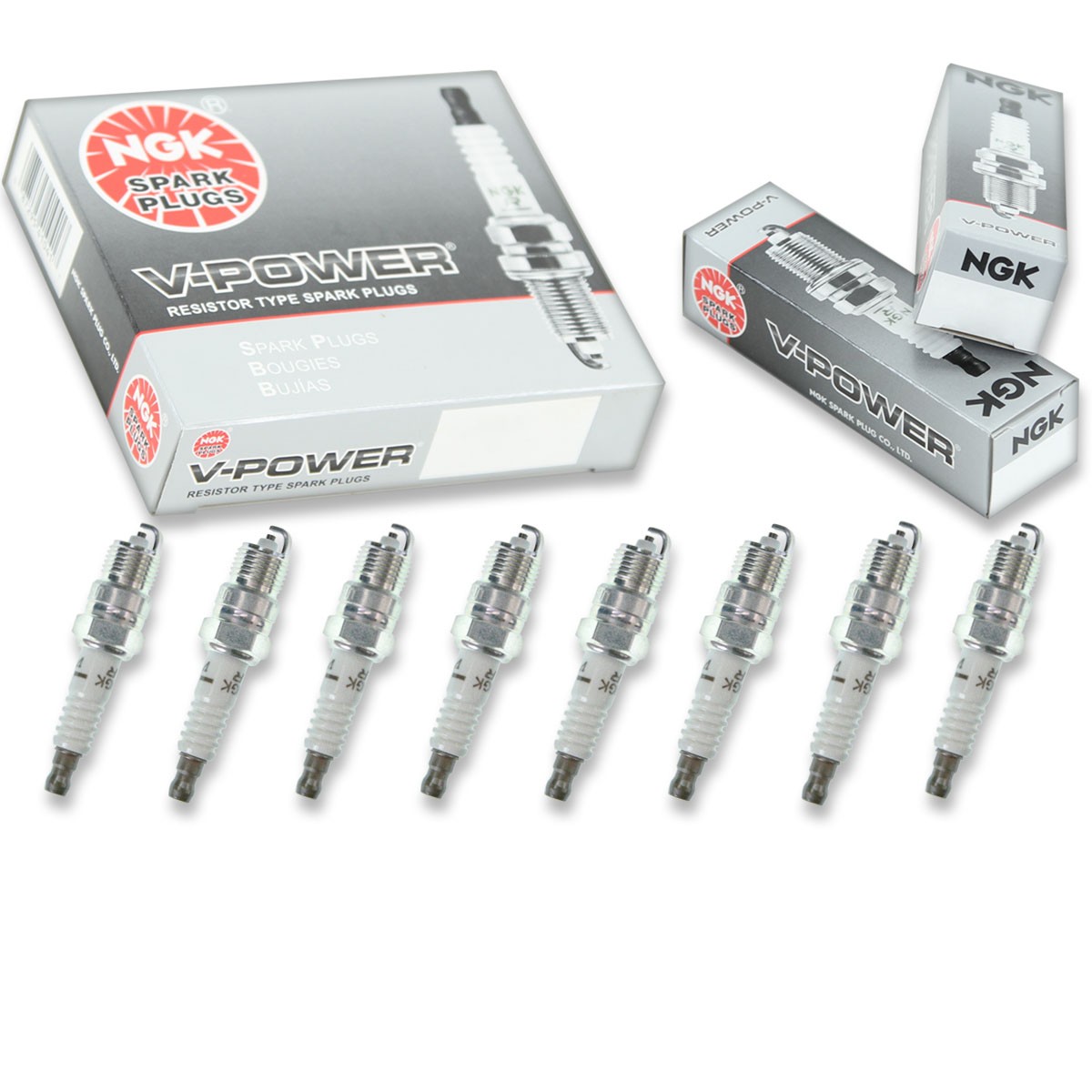 8 pcs NGK V-Power Spark Plugs for 1987-1989 Chevrolet P20 5.7L V8 - Engine he