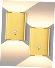 Motion Sensor Wall Lights Gold - Home Decor Light Battery Operated Gold 2PCS