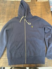 Polo Ralph Lauren Hoodie Mens Navy Full Zip Pony Logo Casual Size M Very Nice