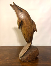 Hand Carved Wooden Dolphin 14 Tall Beach Hous...