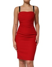 Dolce & Gabbana Red Stretch Bodycon Sheath Knee Length Women's Dress Authentic
