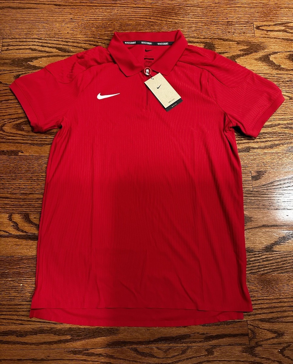 NikeCourt Dri-FIT ADV Textured Tennis Polo Mens Medium Red HQ0792
