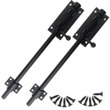 2 Pack 304 Steel Black 12" Slide Bolt Latches Heavy Duty Stainless Steel Gate