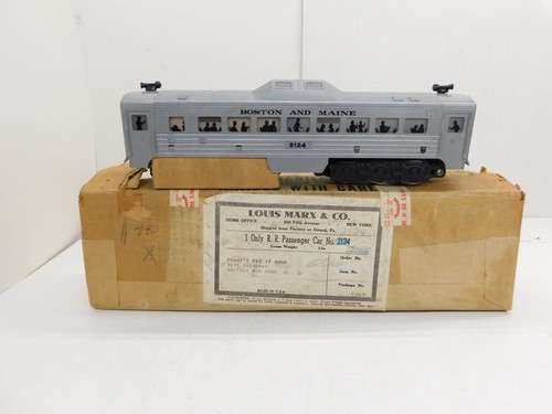 MARX TOY TRAINS ORIGINAL 2124 BOSTON & MAINE MOTORIZED BUDD CAR in OB w\ INSERTS