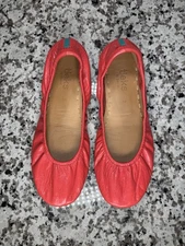 Tieks By Gavrieli Ballet Flat Limited Edition Poppy Coral Leather Size 7 Damage