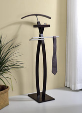 Elegant Walnut  Metal Tie Valet Stand - Stylish Organizer for Suits