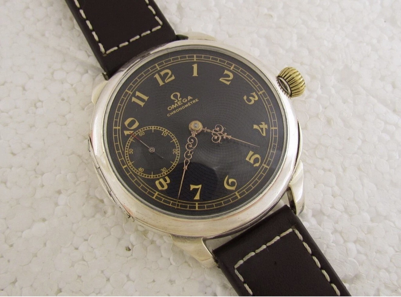 Omega Chronometre Antique 1902-1908 Swiss Beautiful Art Deco Silver Men Watch