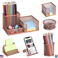 Pen Holder for Desk, 6 Pieces Mesh Desk Organizer set 3 Compartments pens