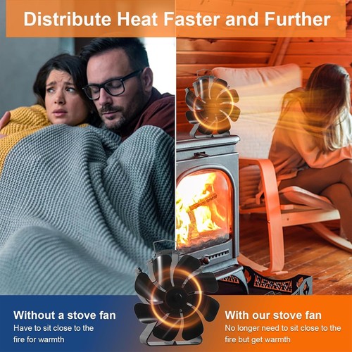 Wood Stove Fan Heat Powered Fireplace Fan Thermo Fan Non Electric with Thermo... - Picture 8 of 11
